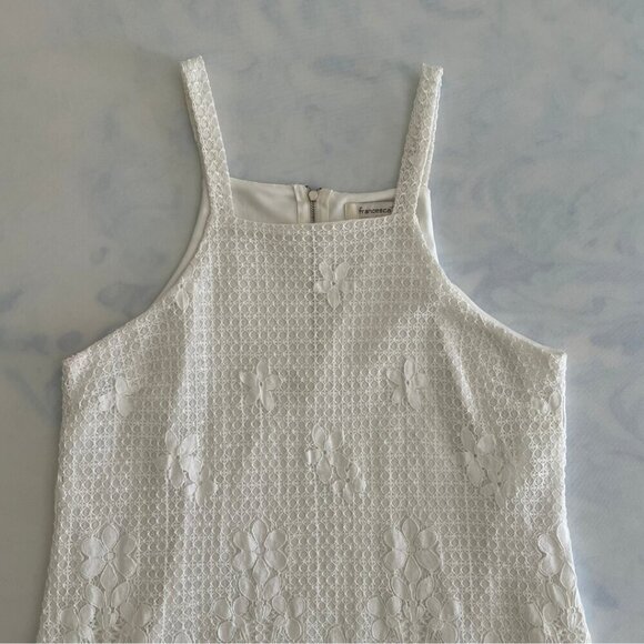 Francesca's White Floral Lace Flowy Sleeveless Mini Dress - Picture 3 of 8